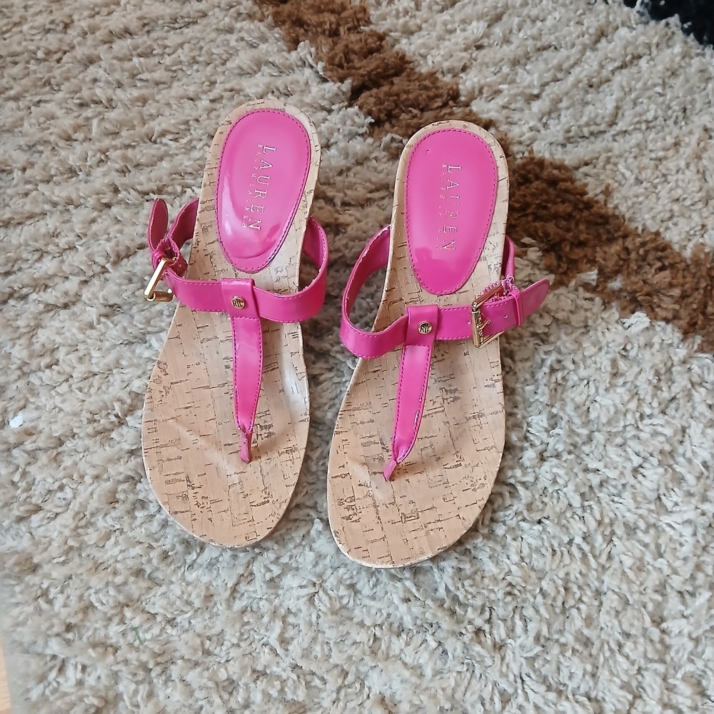Lauren Ralph Lauren Thong Sandals Fushia Pink Women's Size 9
